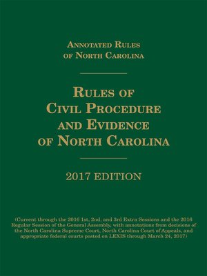 cover image of North Carolina Rules of Civil Procedure and Evidence
